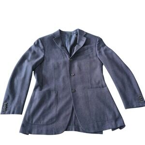Ermenegildo Zegna Mil Easy Jacket Mens 50R Cashmere Silk Blue Sport Coat Blazer